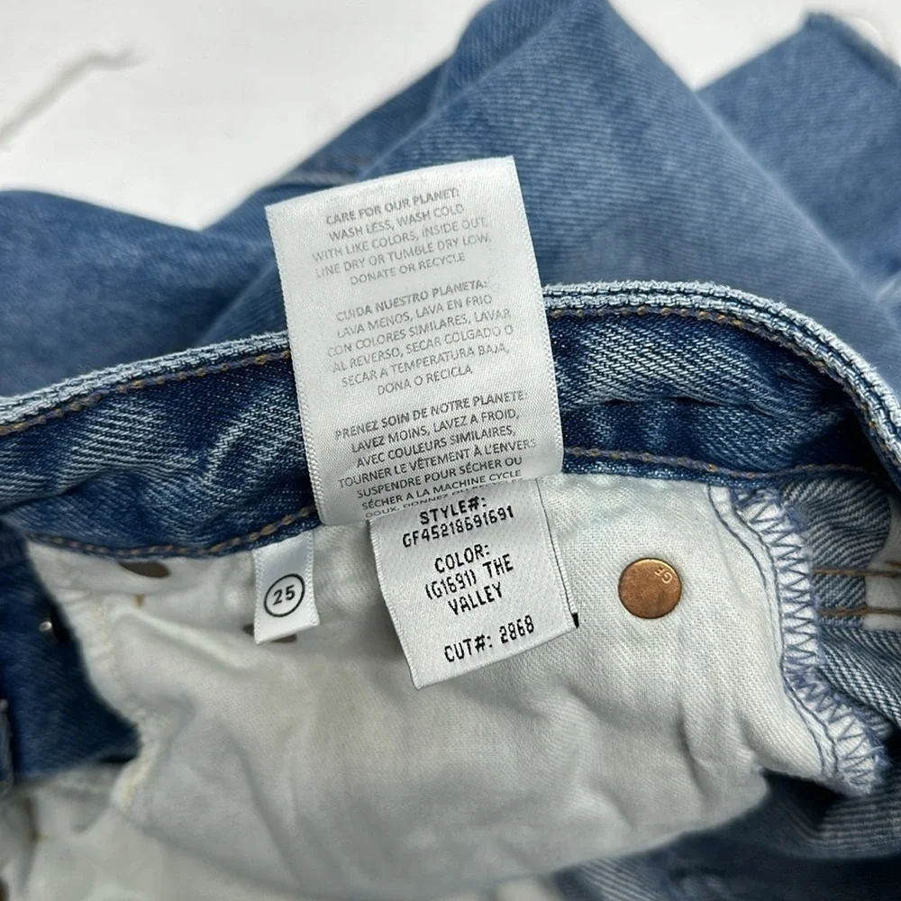 Grlfrnd Karolina Cropped Denim Jeans High Rise Straight The Valley Blue Size 25